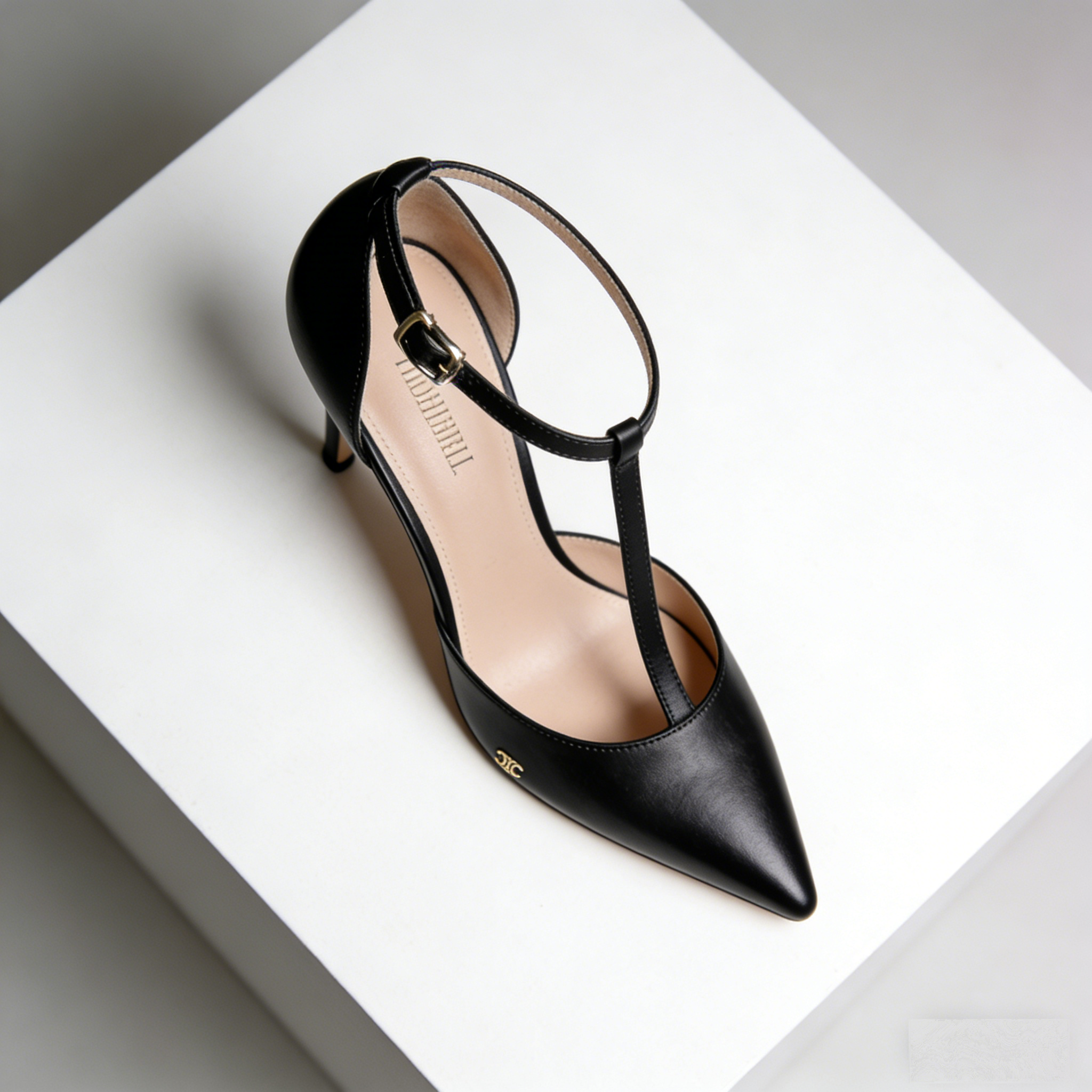 Lumiere T-Strap: The Timeless Black Leather Stiletto Heels