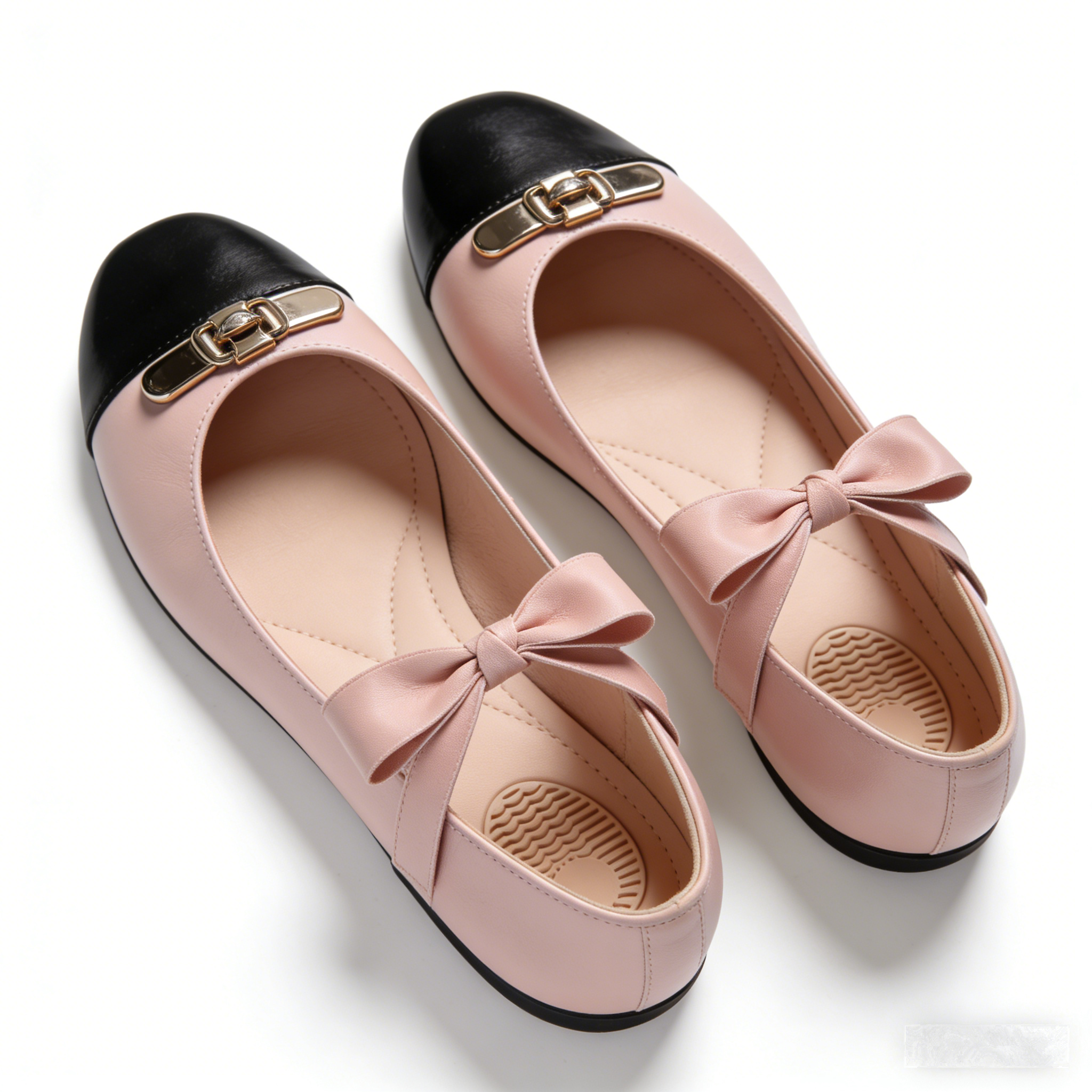 Coquette Bow Cap-Toe: The Blush Leather Two-Tone Mary Jane Flats